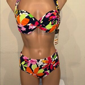 NWT Anne Cole bikini set high waisted bottom size S